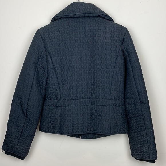 DKNY | Black Quilted Down Jacket; Zipper Front and Buckle Belt; Size Small - Picture 7 of 15